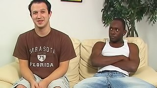 Horny homo Nick lets a black guy toy his butt before he smashes it