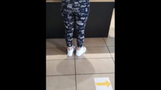 Step son fucking step mom in leggings in the car park of McDonald's 