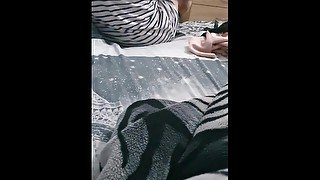 Step mom in bed with step son has strong erection and fuck