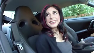 They pull the car over so Joanna Angel can masturbate to orgasm