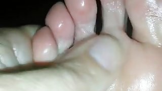 Candid latina soles foot massage with lotion shiny soles