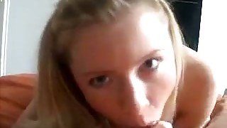 Hilarious pretty blonde teen wanks and sucks my strong cock properly
