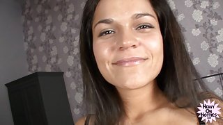 Cute little brunette babe gets fucked and cum glazed