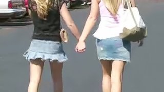 Two Hot Blonde Pornstars Go Shopping and Flash in Public