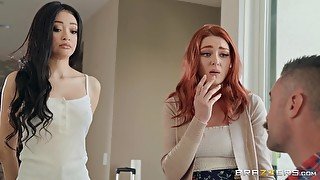 Naughty teen lesbian games was interrupted by stepdaddy