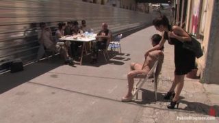 Teasing Spanish Susan Abril in public place