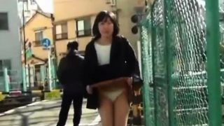 Asian slut pantie flash in public streets