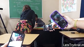 Horny amateur student anal fucked by her teacher on the desk