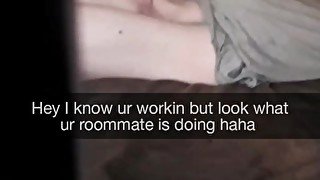 Cheating GF  caught her BF's roommate Masturbating