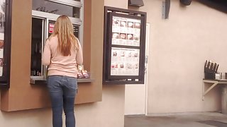 sexy blonde tight ass in jeans