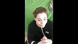 Getting A Big Glob of Cum on Her Face - Heather Kane