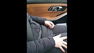 Lesbian step mom Touching step son cock for first time in the car