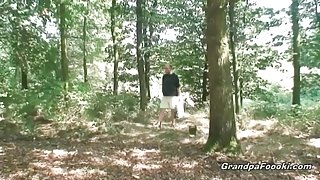 Sexy babe meets old dude in the woods…