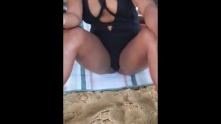 Thick Booty Latina in a Reveling Swimsuit Caught Changing Clothes on a Public Beach - Candid