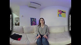 vr180 casting couch teen matty using dildo on camera first time