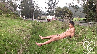 Only a Guy As Crazy As Him Would Take The RISK To Undress And Masturbate By The Side of The Road.