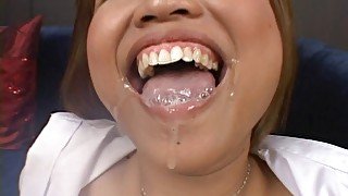 Closeup video of wild fucking with cum in mouth ending for Mam