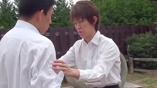Japanese hussy shows her tits and rides a cock outdoors