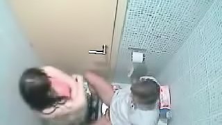 Couple caught having sex in the bathroom by a secret cam