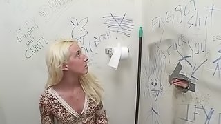 Fiona Cheeks on the toilet licking and sucking cock