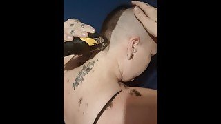 Buzz cut with clippers and then razor shaved smooth
