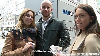 Amazing Busty Teen and Her BF Gets Money for Public SEX