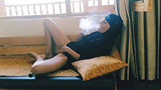 Smoking Arab MILF Love's To Touch Her Body Too Much Near Hotel Window - Mountain View