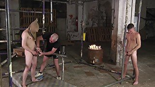 Gay BDSM torture session with two skinny dudes who love pain