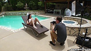 Hardcore fucking by the pool with anal loving model Marley Brinx