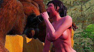 Furry Minotaur vs Horny Girl  Big Cock Monster Blow job  3D Porn Wild Life [L]