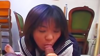 Tantalizing asian cutie is sucking big dick