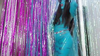 avatar neytiri cosplay porn video with squirt blowjob creamy pussy body paint and big dildo
