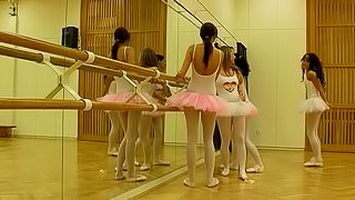 Lesbian ballerinas take time off practice for a pussy toying session