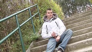 Lustful poofter Diego makes love with his BF in a park