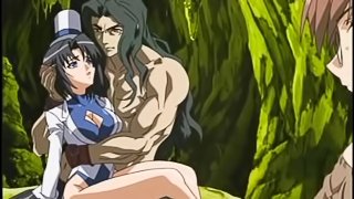 Caught anime gets squeezed her tits by tentacles