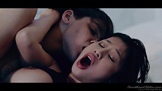 Asian Babe With Big Natural Tits Goes Lesbian For A First Time