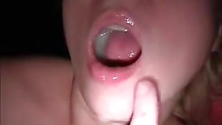 Cum on her throat and face makes her soaked