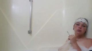 Soapy bubble bath while smoking a cigarette