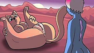 Futa Alien X Cat Furry! 2D Cartoon Fuckening