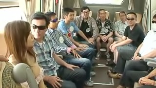 Chihiro Has Fun Sucking A Group Of Guys Off On A Bus