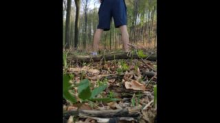 Gay boy show ass in public forest