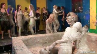This Allwam mud wrestling event starts out as most others, with a duo of Eurobabes, in this case beauties Maia and Regina, hop into the pit in their silk and satin Sunday finest, and commence to slingin' mud and throwing each other face first into the slu