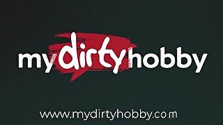 MyDirtyHobby - German blonde MILF double penetration with glassed dildos