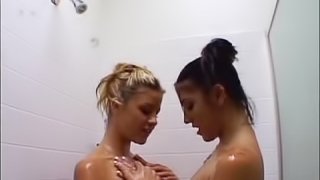 Hot Lesbians Take A Shower After Playing With Chocolate and Dildos