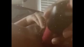 Mixed girl masturbates with first vibrator