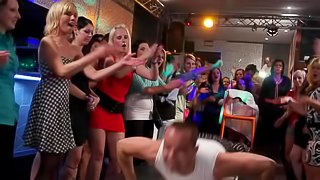 Male dancers play with hotties at party