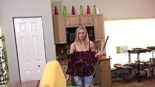 HD POV video of blonde Addie Andrews with natural tits riding a cock