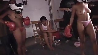 Athletic Black Amateurs Boxing in Thongs