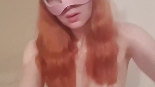 Sexy ginger sits on your face, showing her ass and pussy closeup