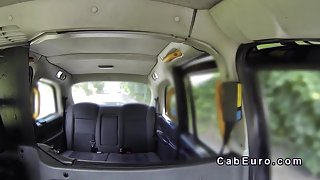 Nasty Brit rimjob and deepthroat in fake taxi